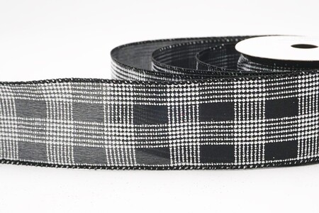 Black/White  Classic Plaid Check Wired Ribbon_KW0466GC-53-53